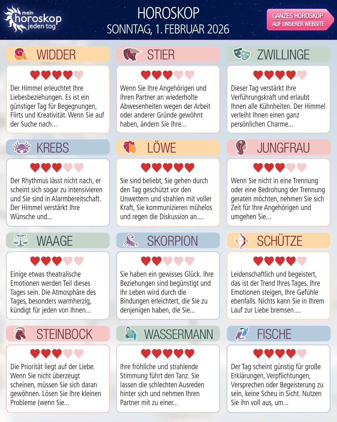 Jungfrau: Ihr Horoskop für morgen, 1. Februar 2026