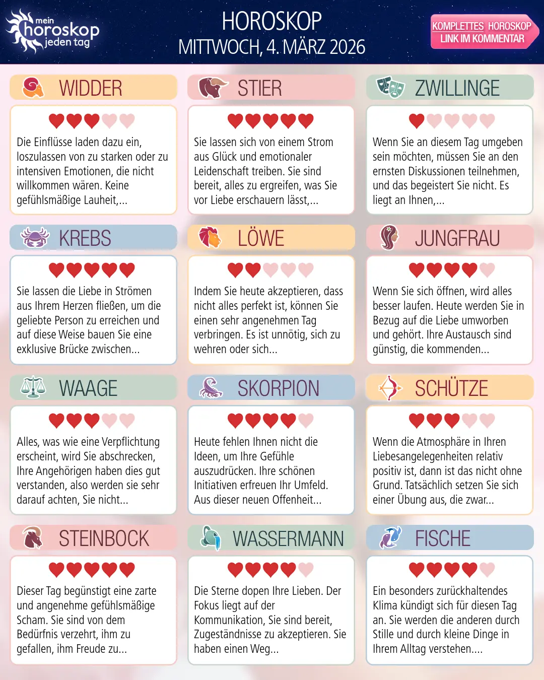 Steinbock: Ihr Horoskop für morgen, 4. März 2026