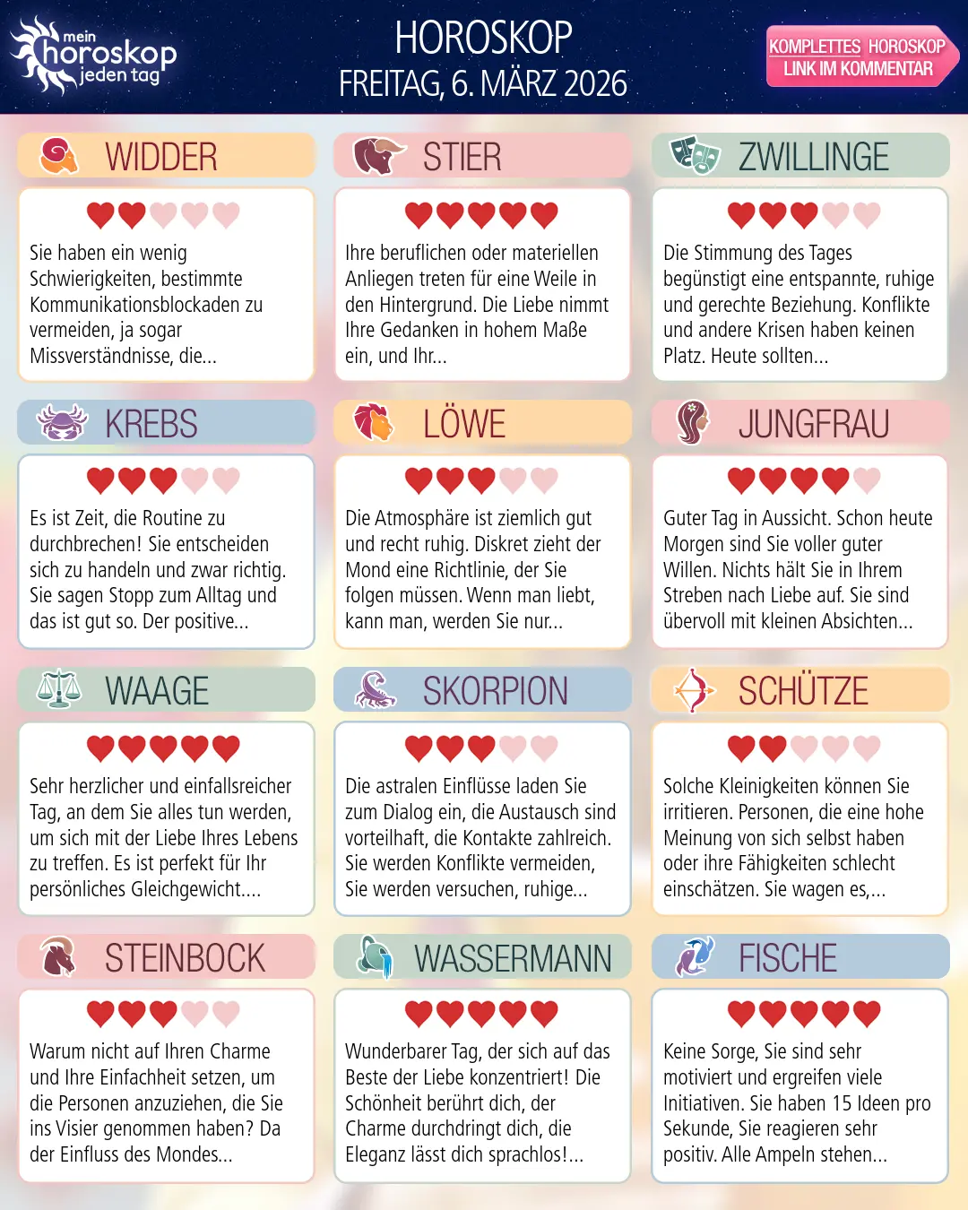 Widder Horoskop für heute, 6. März 2026