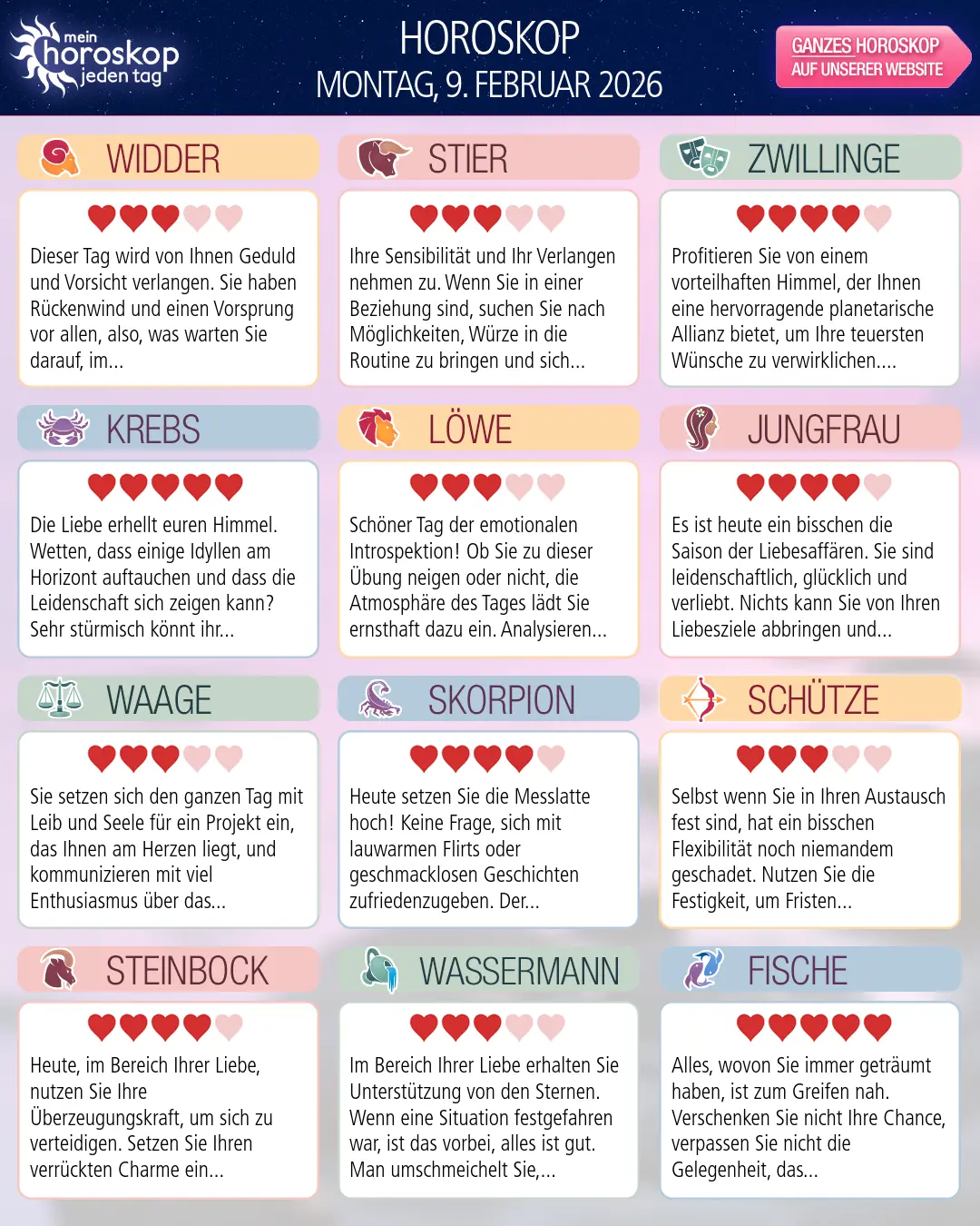 Krebs: Ihr Horoskop für den 10. Februar 2026