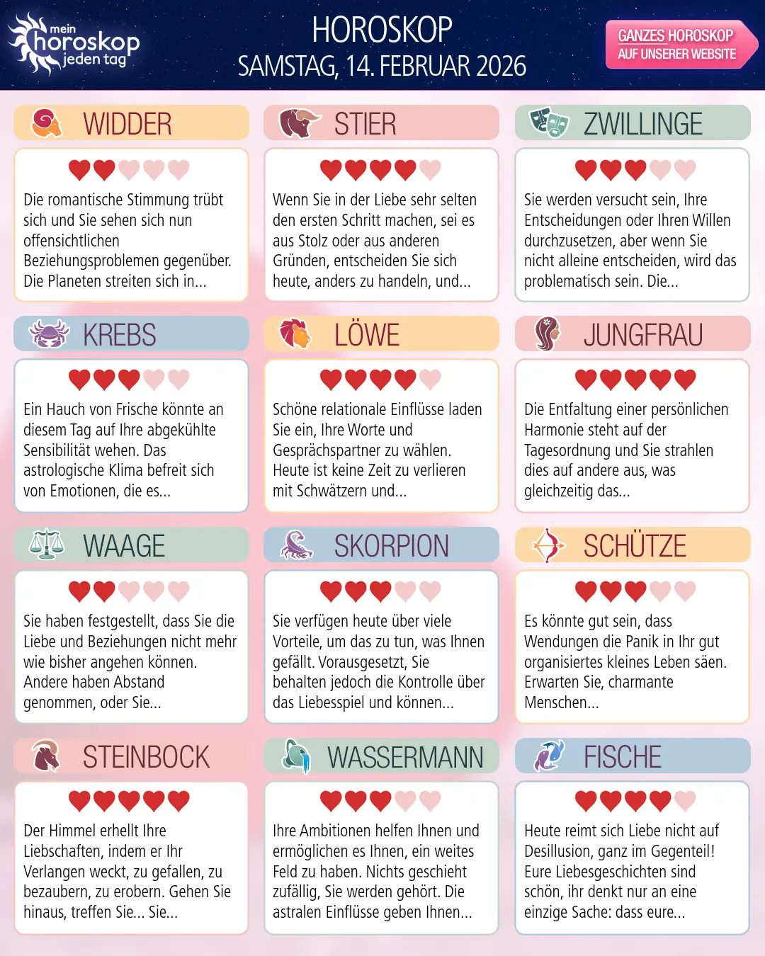 Waage Horoskop für heute, 14. Februar 2026