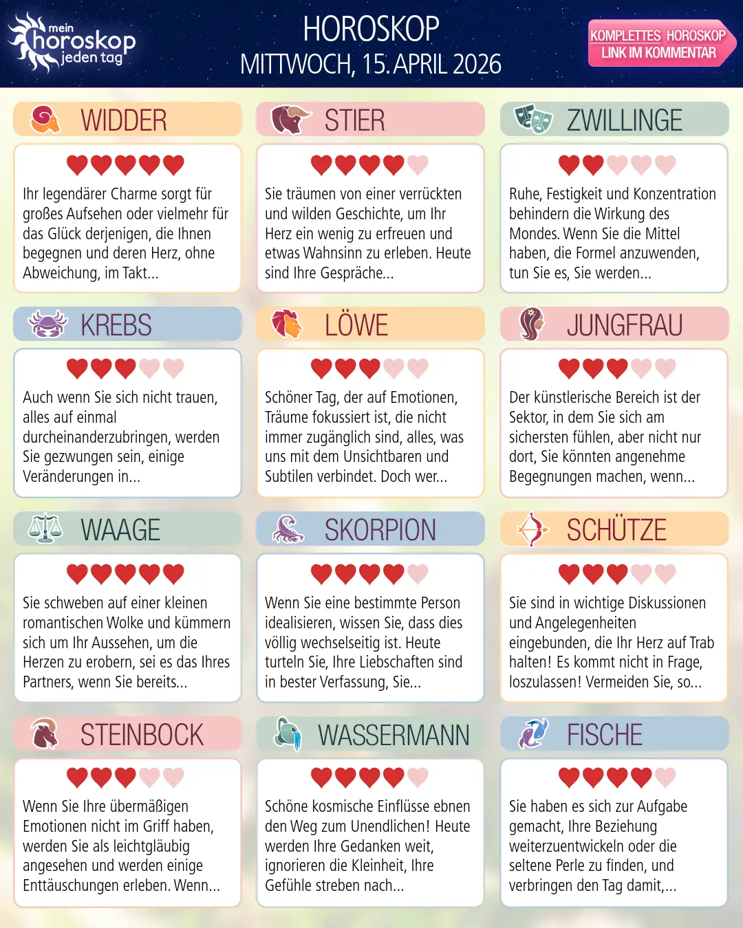 Stier: Ihr Horoskop für den 17. April 2026