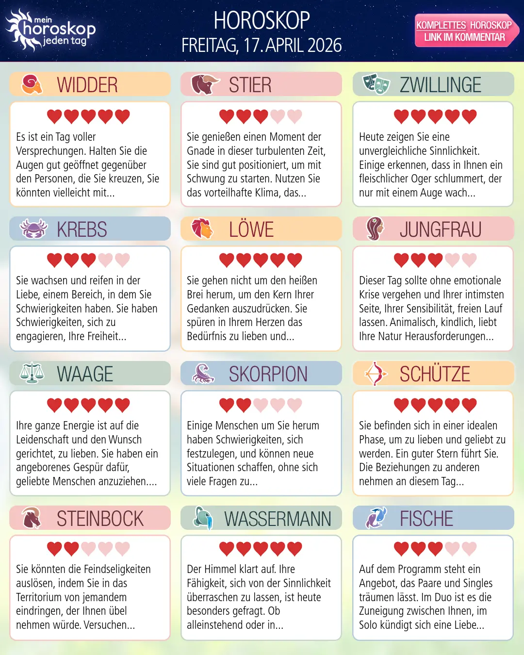 Waage Horoskop für heute, 17. April 2026