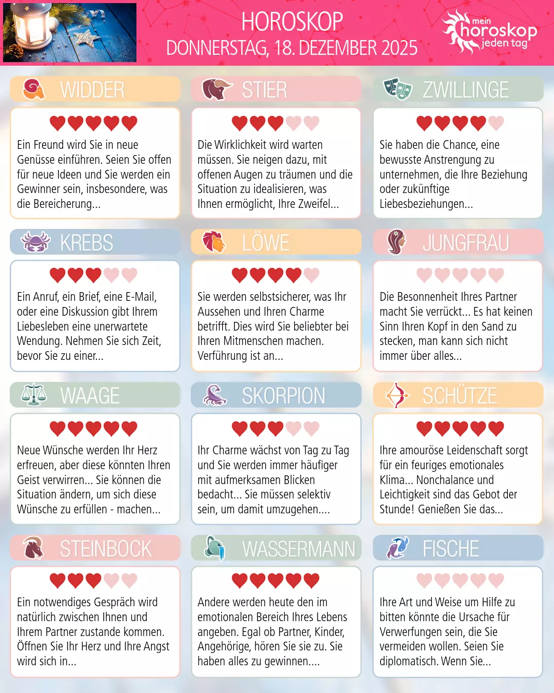 Krebs Horoskop für heute, 18. Dezember 2025
