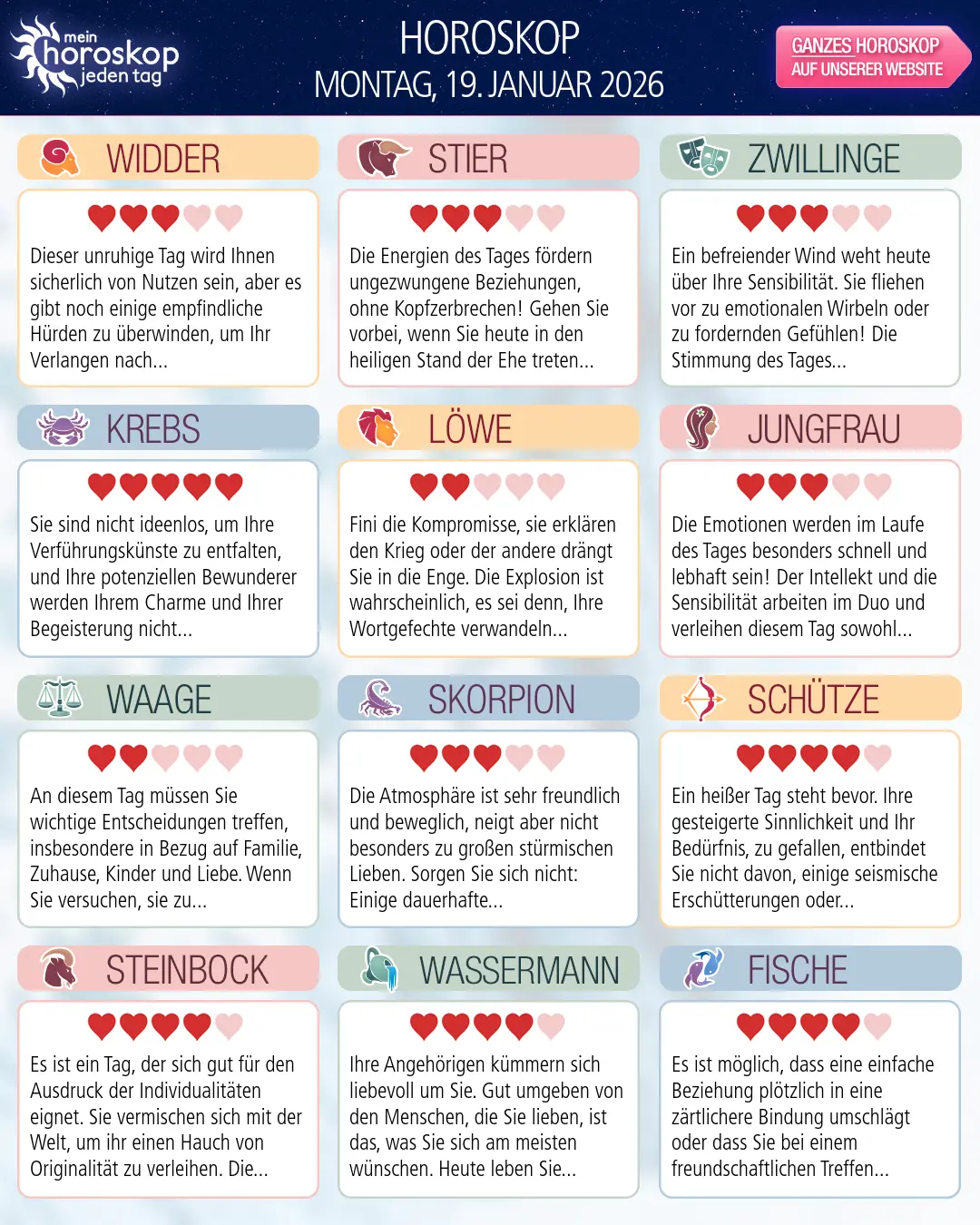 Krebs: Ihr Horoskop für den 21. Januar 2026