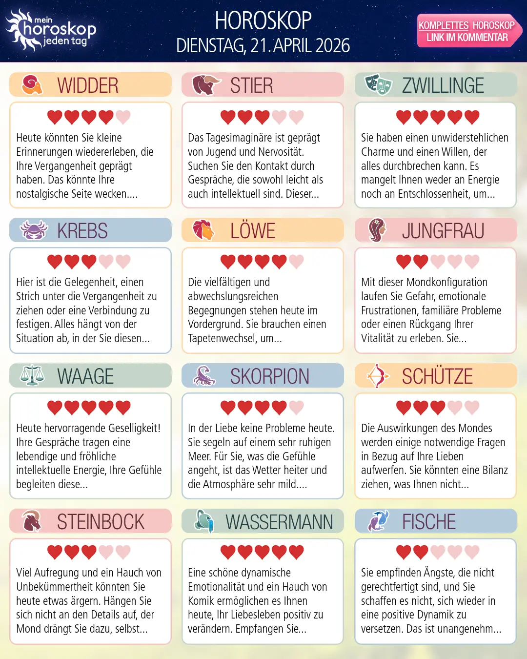 Widder Horoskop für heute, 21. April 2026