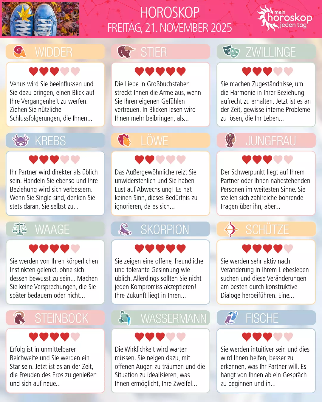 Krebs Horoskop für heute, 21. November 2025