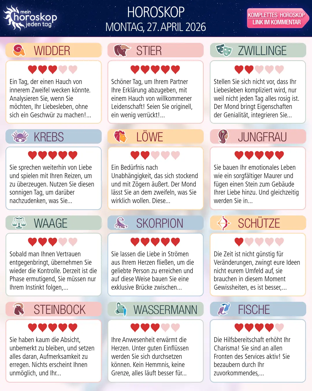 Stier Horoskop für heute, 27. April 2026