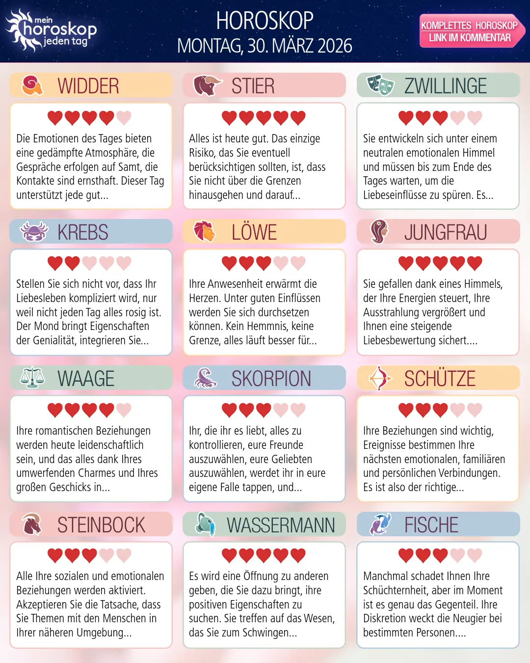 Wassermann Horoskop für heute, 29. März 2026